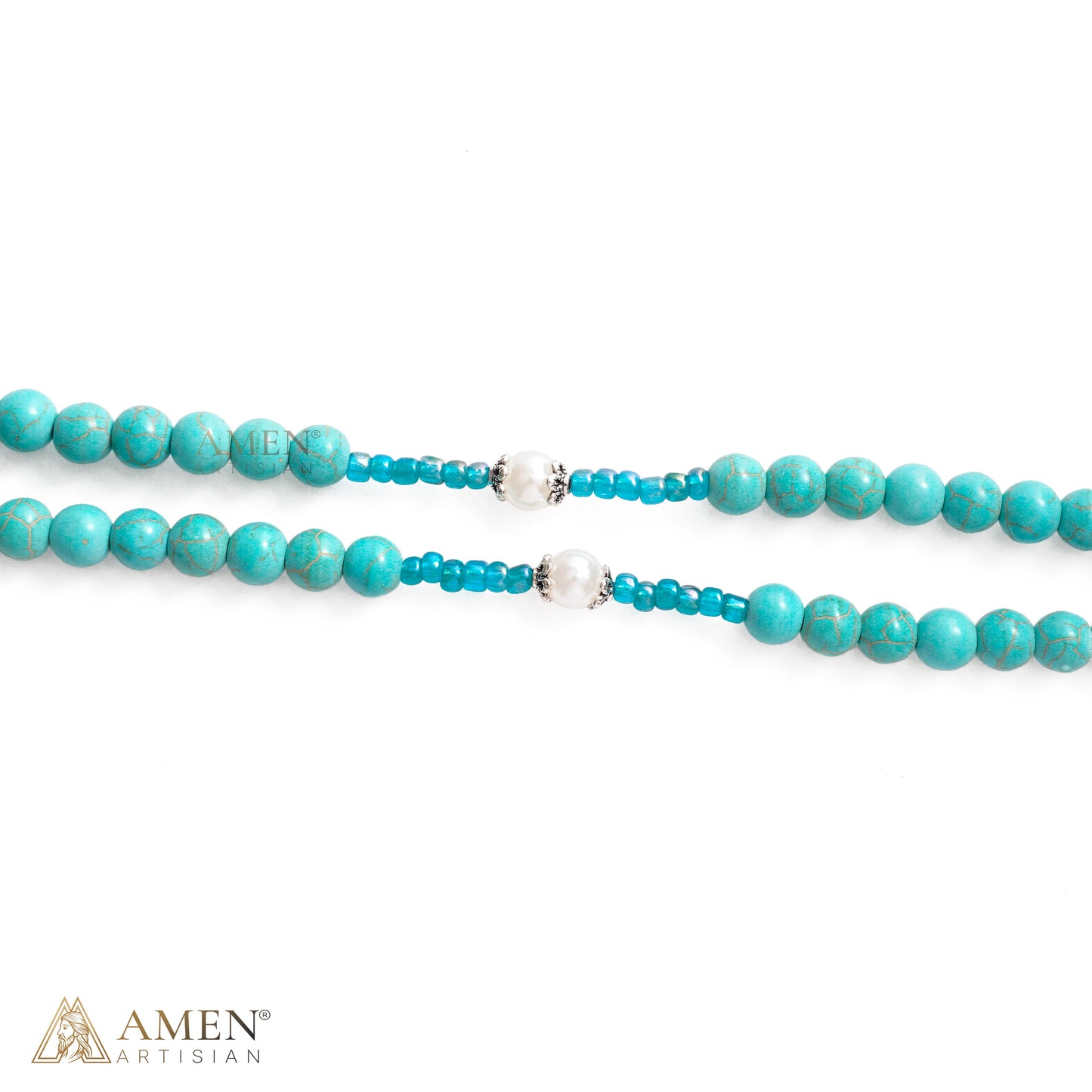 【DEAL TODAY】Blue Beaded Crucifix Necklace with Devotional Medal