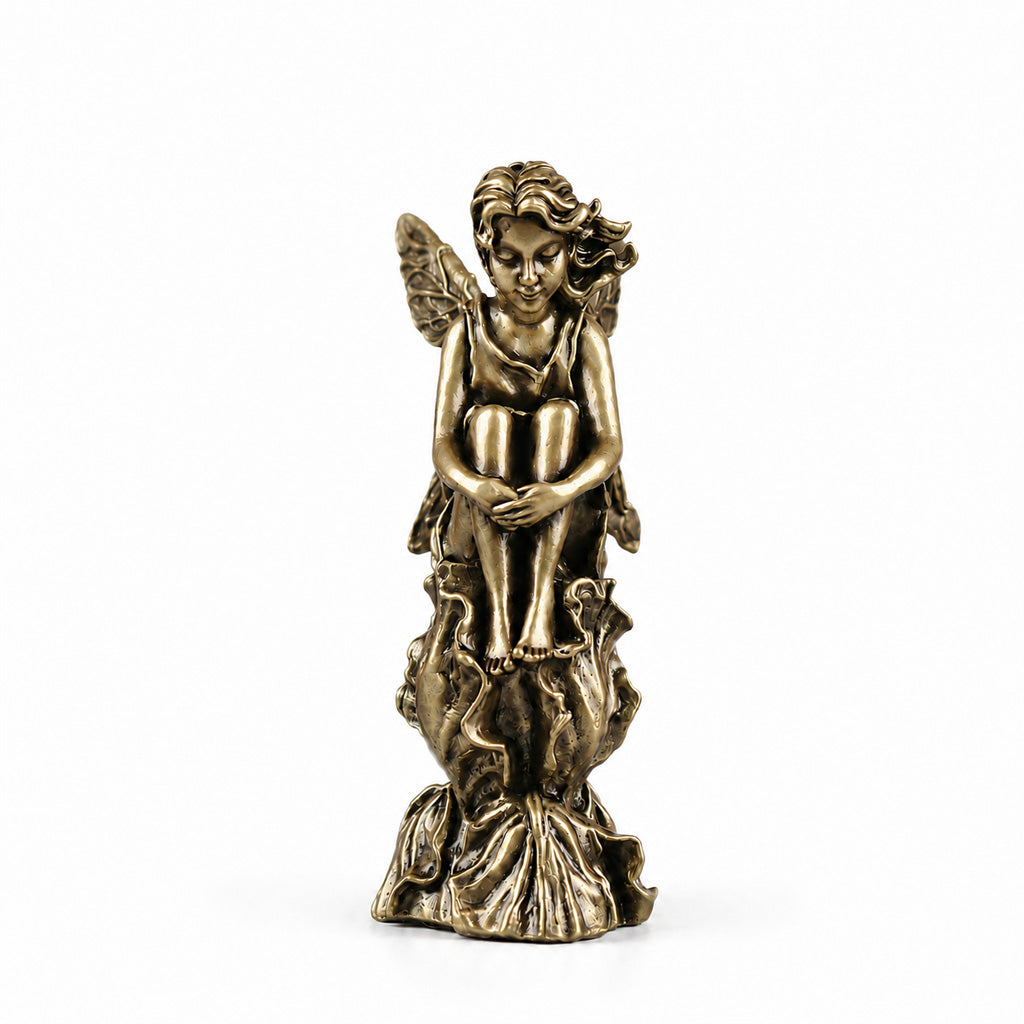 Handcrafted Solid Brass Guardian Angel Figurine - Protection, Peace & Blessing |  Amen Artisan