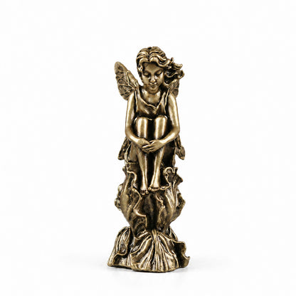 Handcrafted Solid Brass Guardian Angel Figurine - Protection, Peace & Blessing |  Amen Artisan