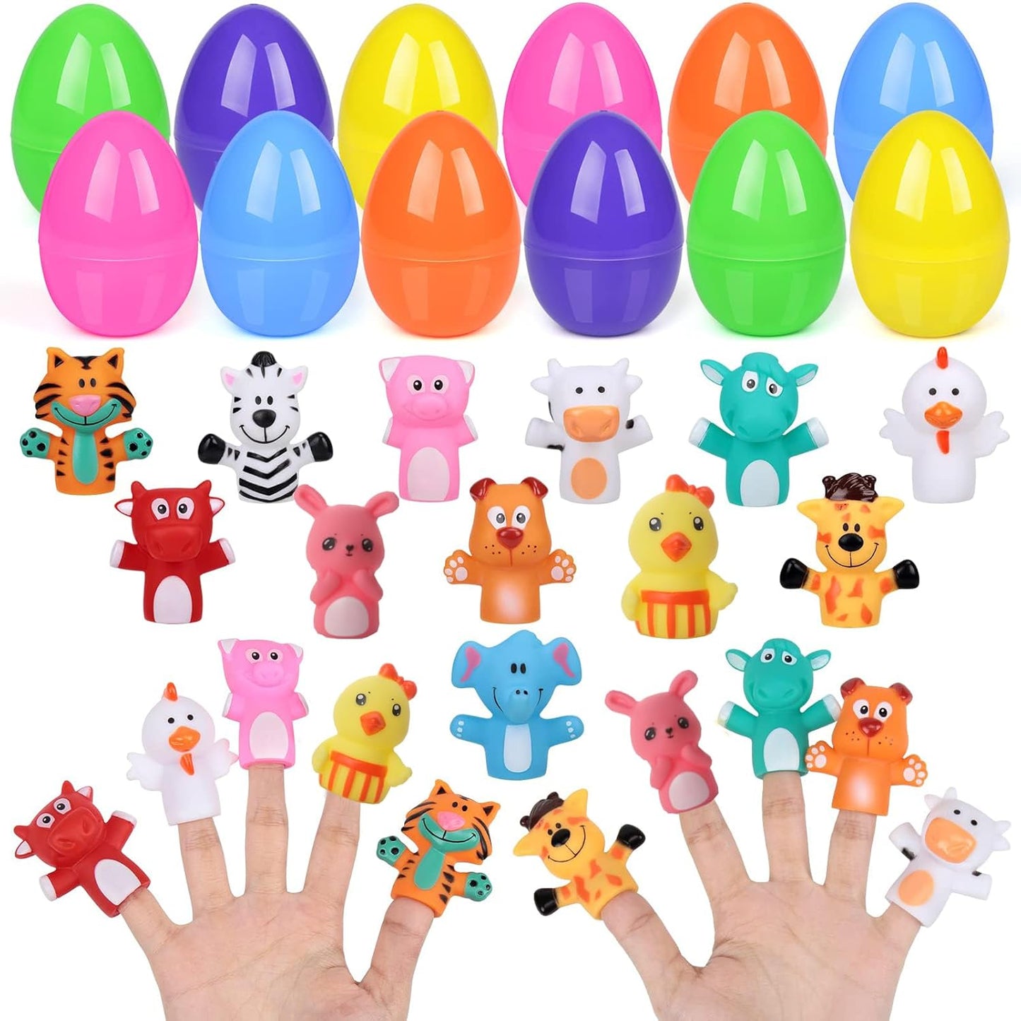Prefilled Easter Eggs with Animal Finger Puppets Easter Egg Gift Set Amen Artisan