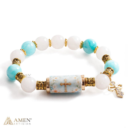 A Cool, Gentle Reminder of Faith — Natural Crystal Cross Bracelet