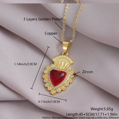 Gold-Plated Gothic Heart CZ Cross Pendant Amen Artisan