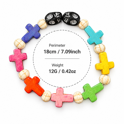 Colorful Cross Rosary Bracelet – Multicolor Faith Beads | Amen Artisan