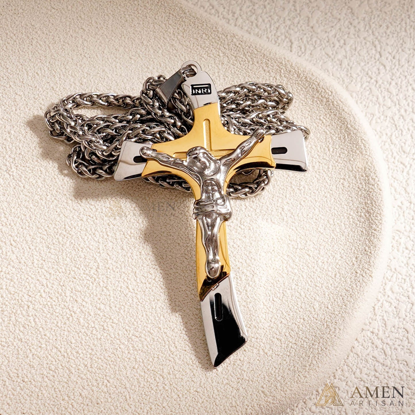 Two-Tone Jesus Crucifix Necklace - Faith & Redemption