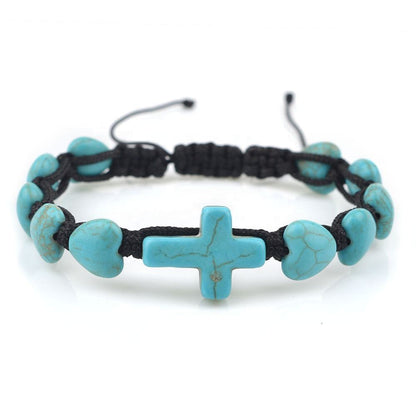 Heart-Shaped Turquoise Cross Bracelet  Amen Artisan