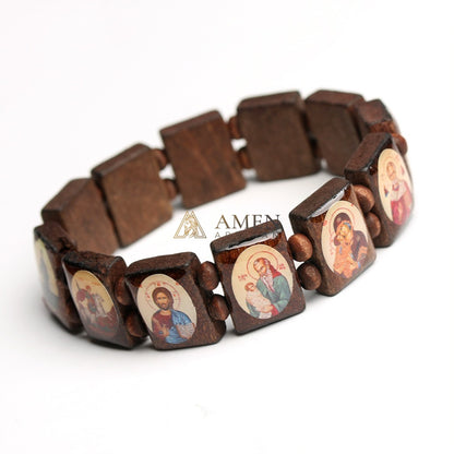 Holy Icon Wooden Plaque Bracelet Amen Artisan