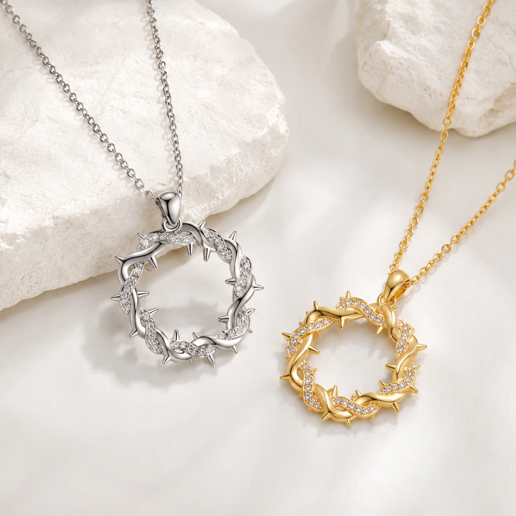 FIRST 50 CUSTOMERS ONLY —Rhinestone Crown of Thorns Pendant Necklace for Everyday Faith