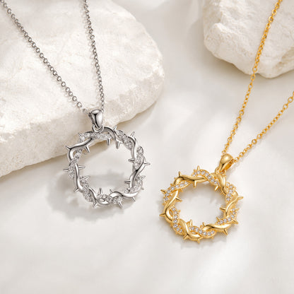 FIRST 50 CUSTOMERS ONLY —Rhinestone Crown of Thorns Pendant Necklace for Everyday Faith