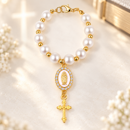 【DEAL TODAY】Pearl-Style Cross Hanging Ornament