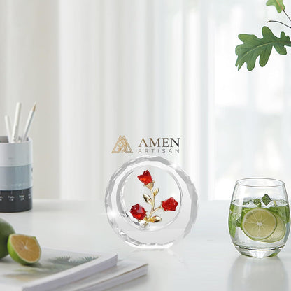 Crystal Rose Figurine Amen Artisan