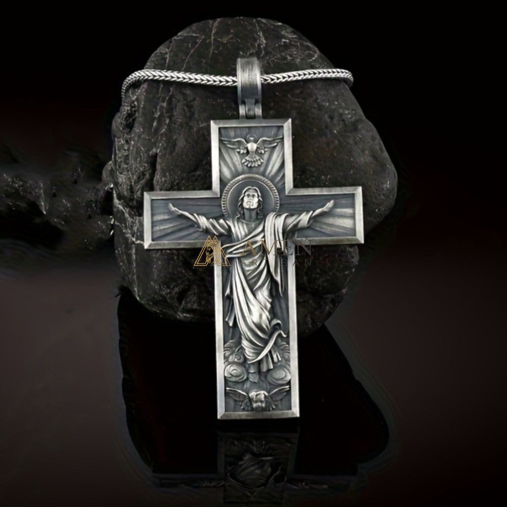 Jesus Ascension Cross Necklace  Amen Artisan