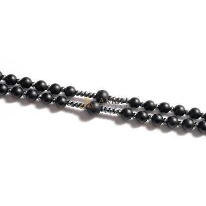 Black Onyx Cross Rosary Amen Artisan