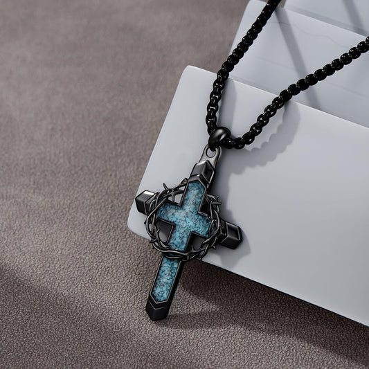 Thorn Blue Turquoise Cross Necklace Amen Artisan