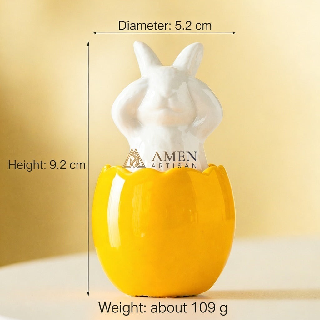 Easter Ceramic Bunny Egg Statue Amen Artisan