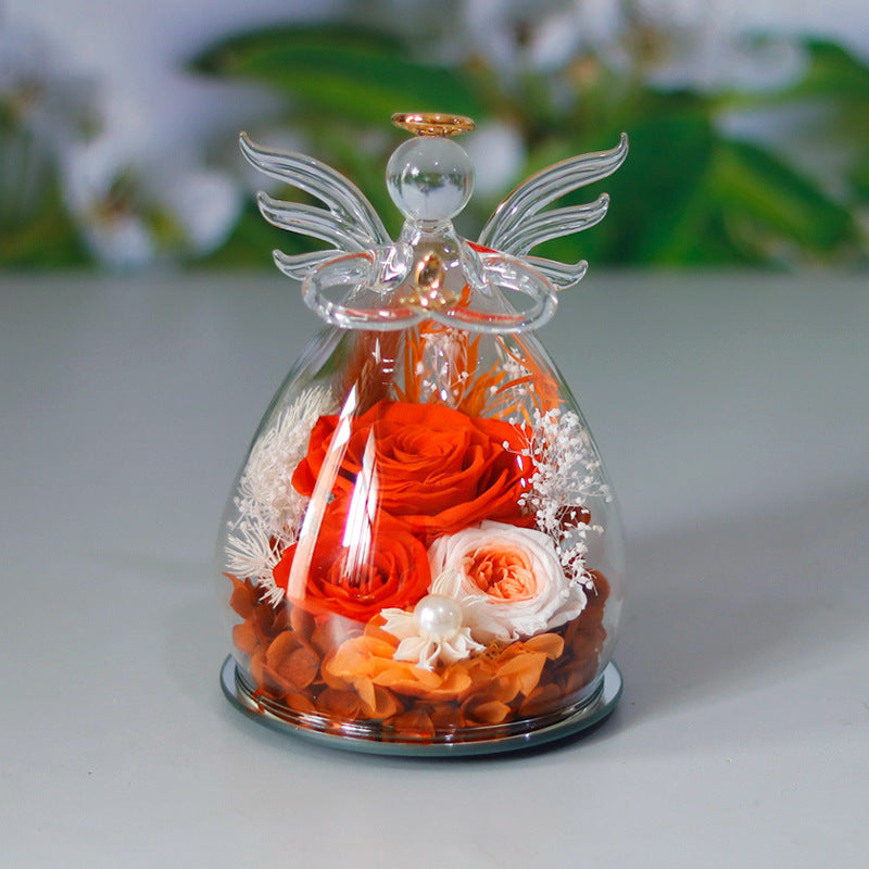 Little Angel Glass Dome with Preserved Rose Amen Artisan