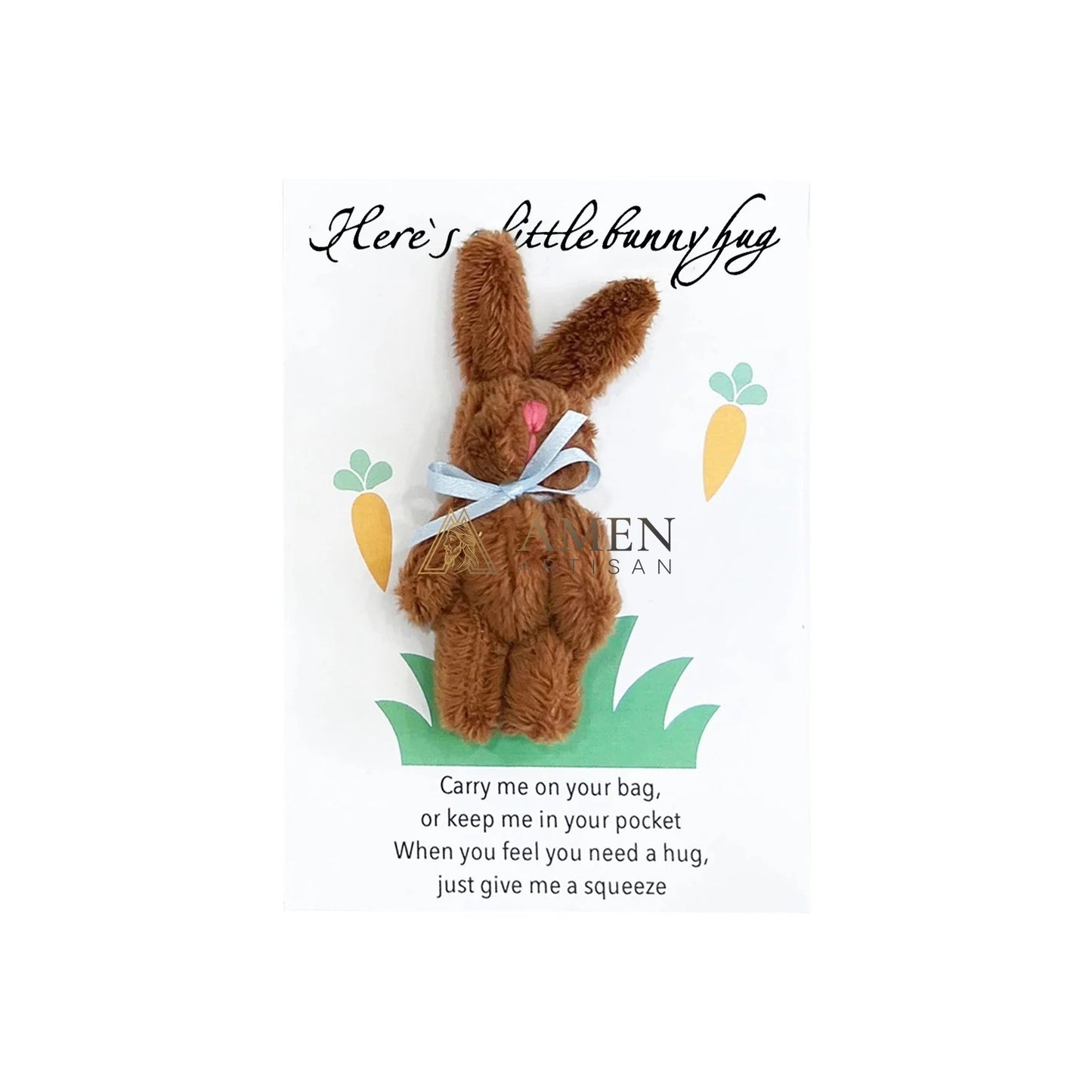Cuddly Bunny Pocket Hug Charm Amen Artisan