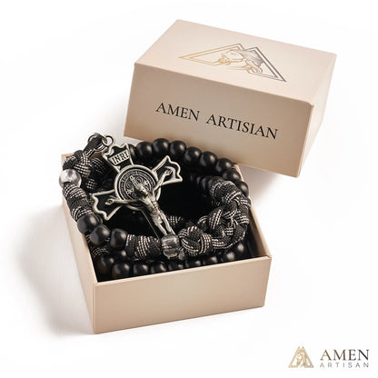 【Deal Today】Tactical Paracord Rosary — Matte Black Beads, Military-Grade Strength, Warrior’s Faith