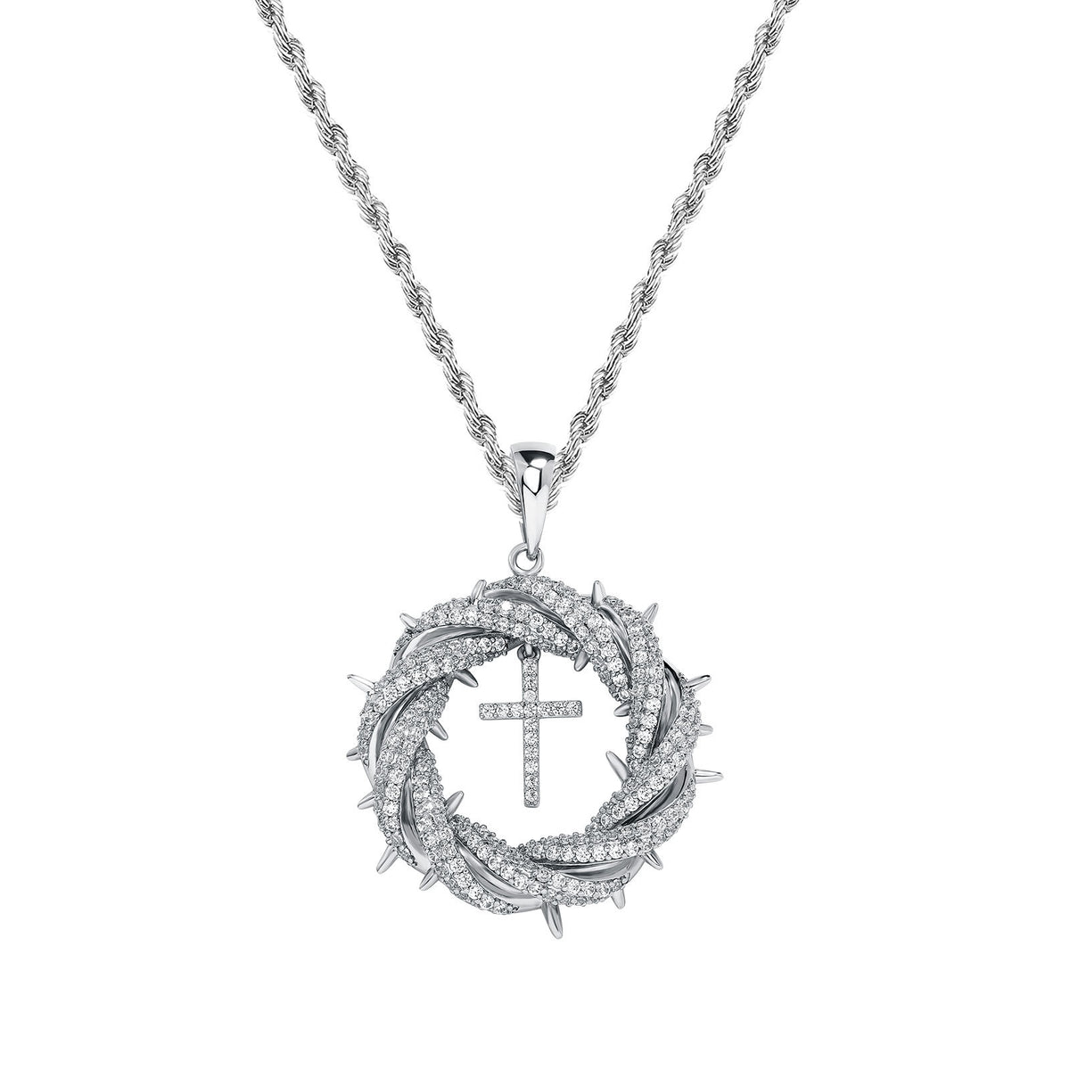 Crown of Thorns Cross Pendant Necklace