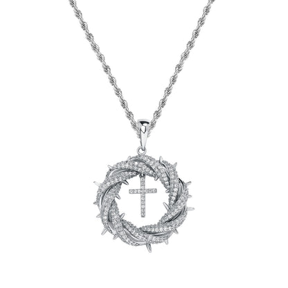Crown of Thorns Cross Pendant Necklace