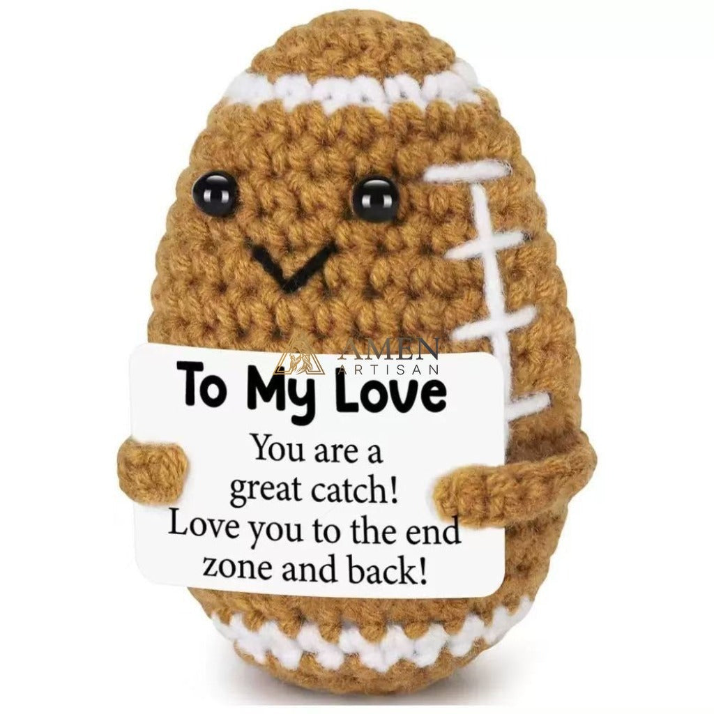 Hand-Knit Positive Football Plush Doll