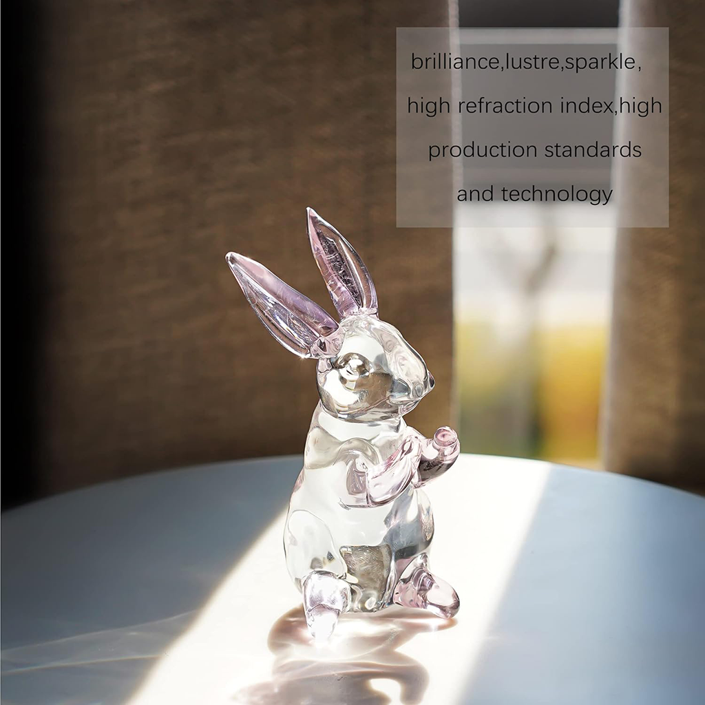 Crystal Pink-Eared Bunny Figurine Amen Artisan