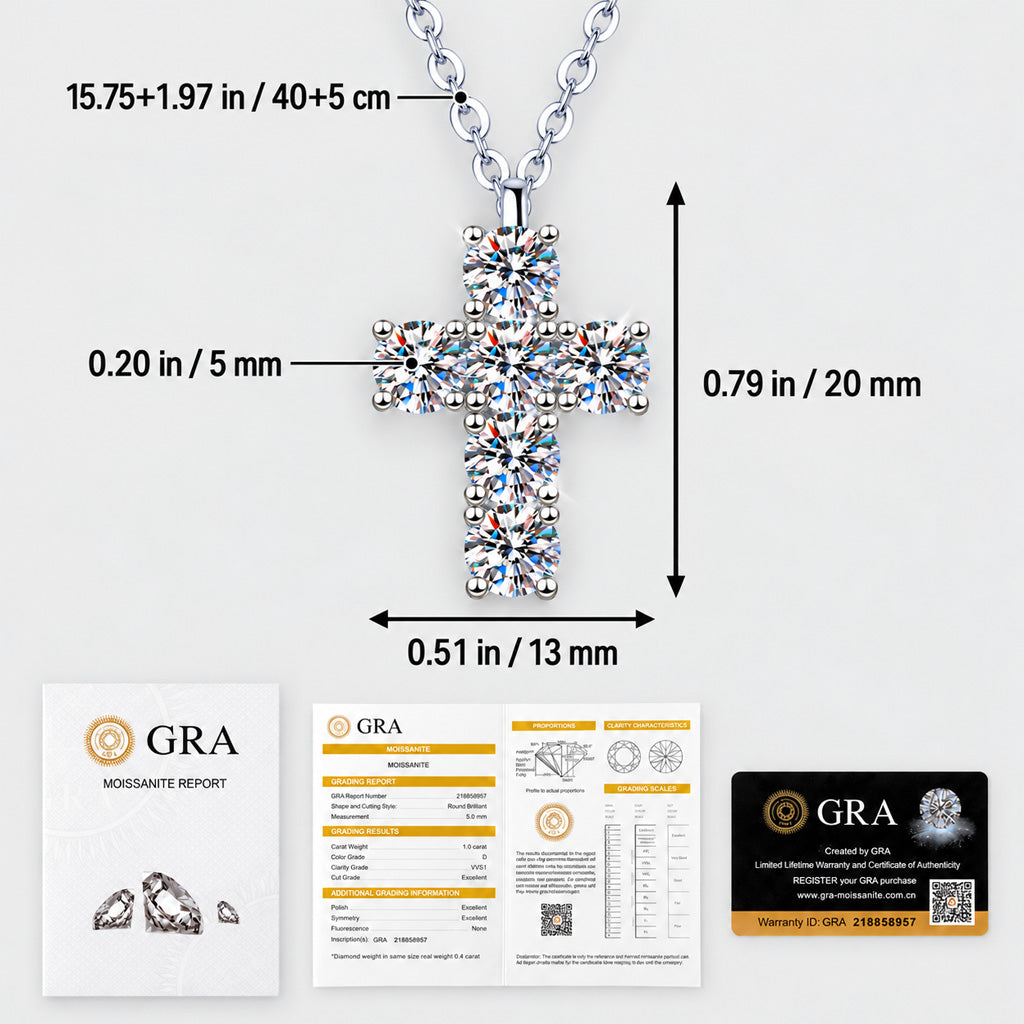 Moissanite Cross Pendant Necklace