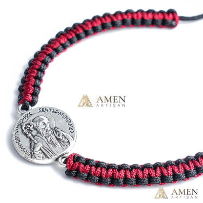 Pulsera trenzada con colgante artesanal con retrato de Jesús de Amén