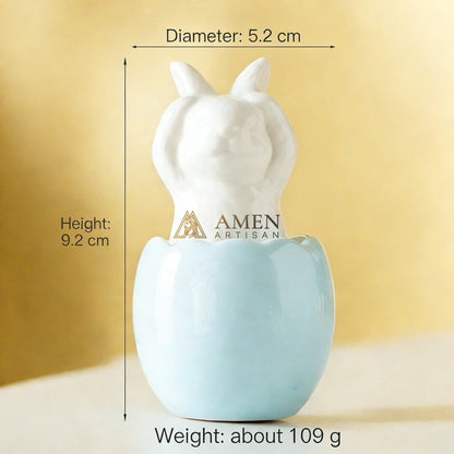 Easter Ceramic Bunny Egg Statue Amen Artisan