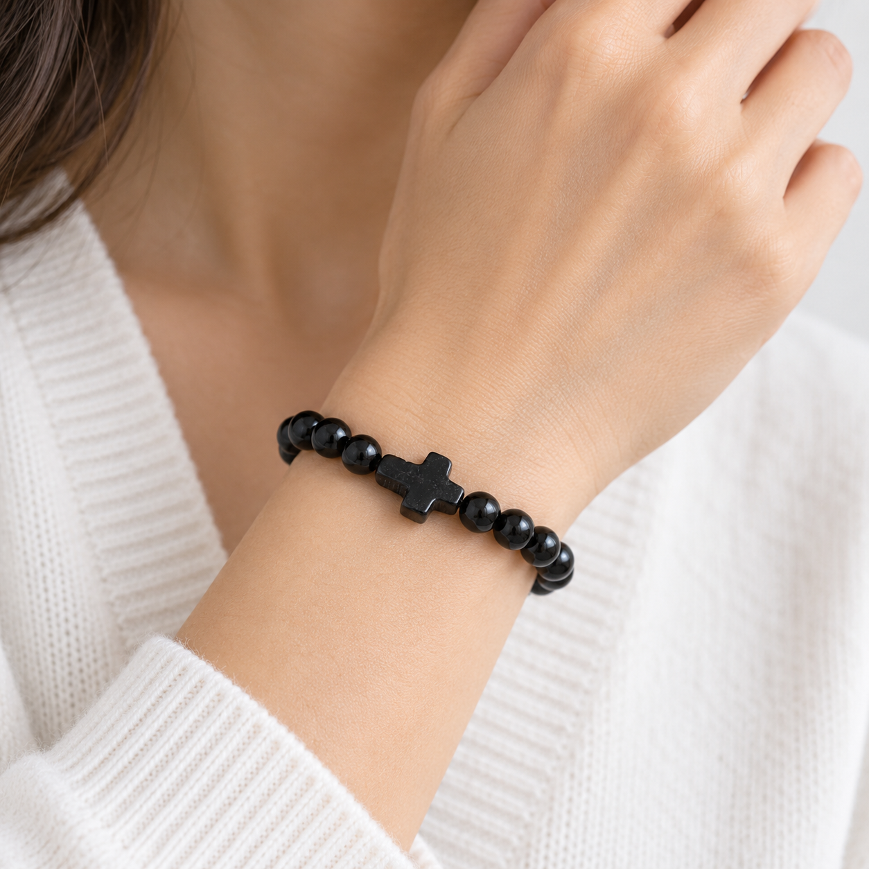Natural Stone Cross Bracelet