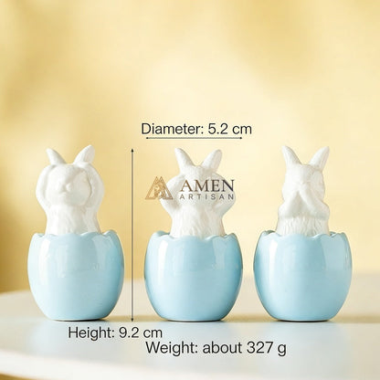Easter Ceramic Bunny Egg Statue Amen Artisan