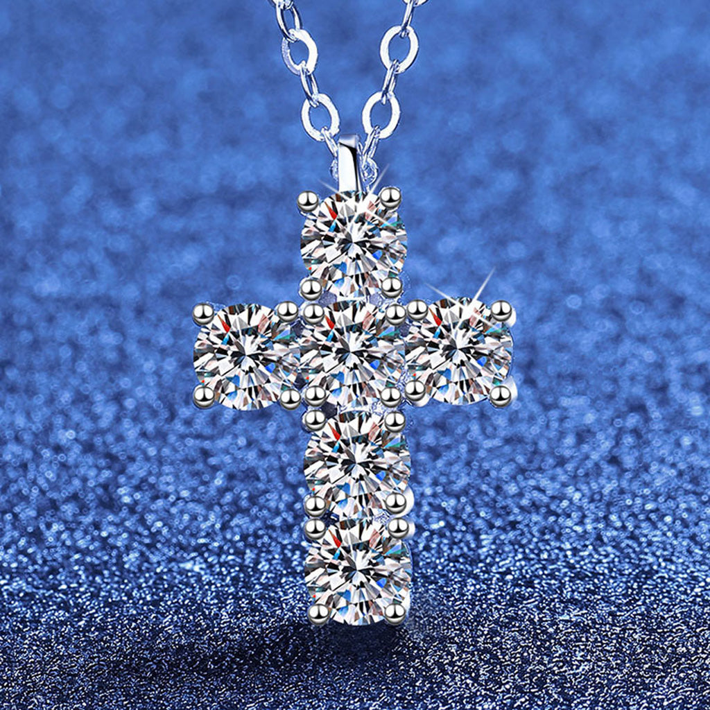 Moissanite Cross Pendant Necklace