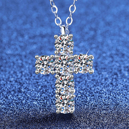 Moissanite Cross Pendant Necklace