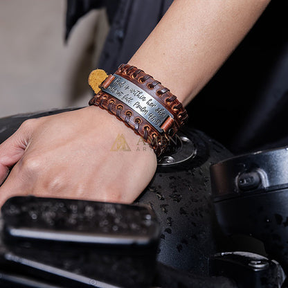 【DEAl TODAY】Handwoven Leather Bible Verse Bracelet - Strength, Faith & Protection |  Amen Artisan