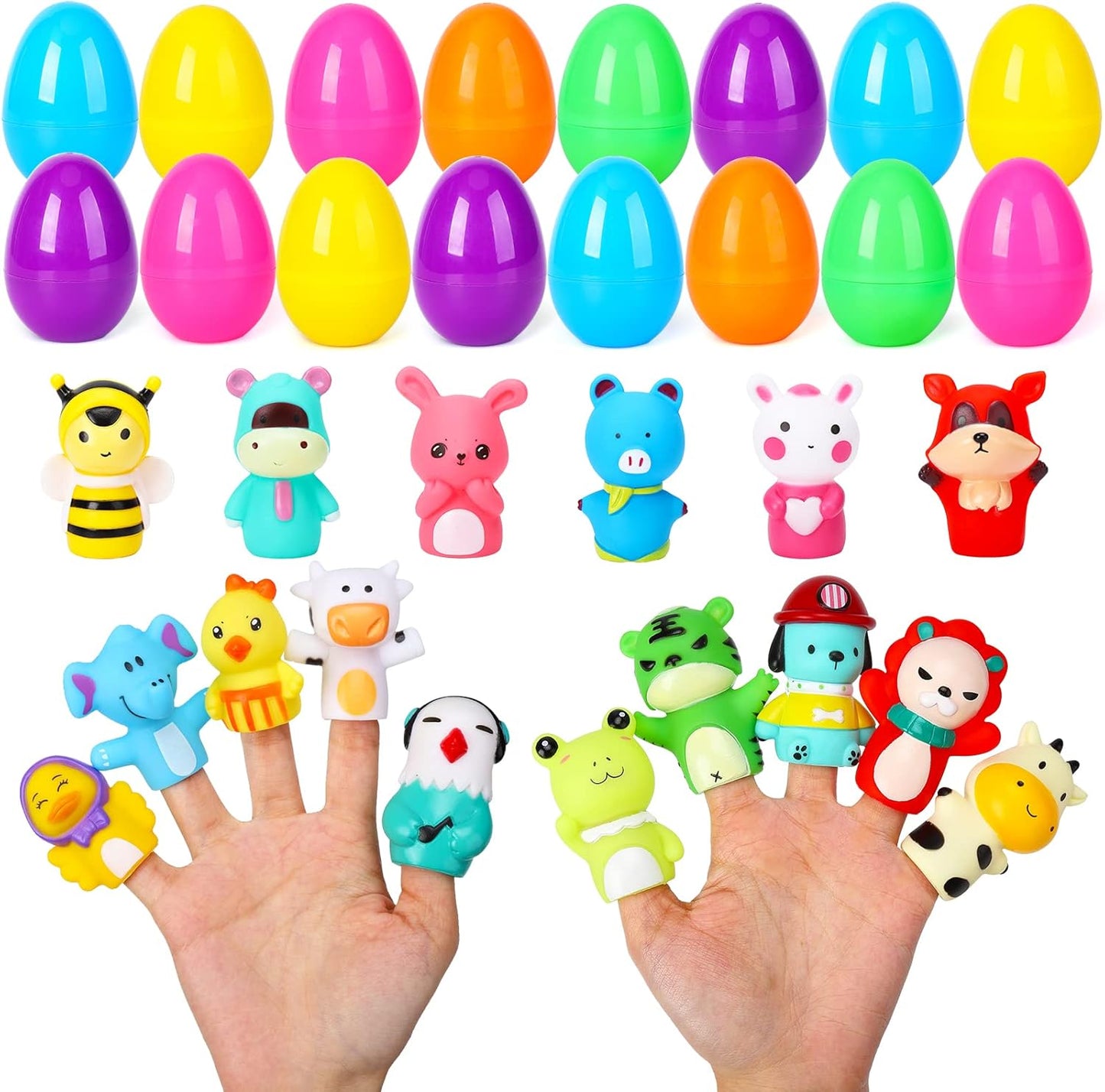 Prefilled Easter Eggs with Animal Finger Puppets Easter Egg Gift Set Amen Artisan