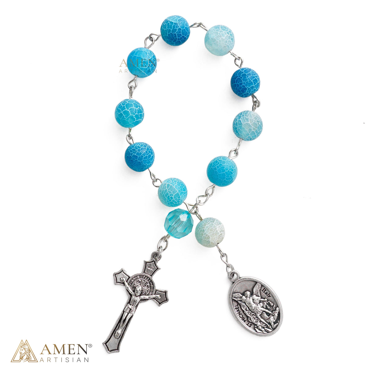 Miraculous Medal Natural Stone One-Decade Rosary