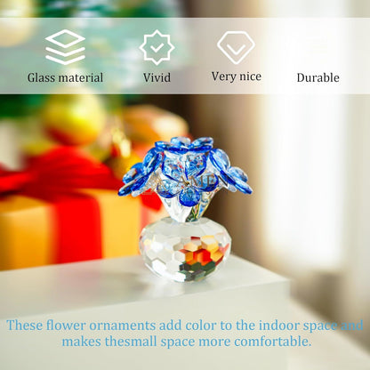 Crystal Blue Floral Figurine  Amen Artisan