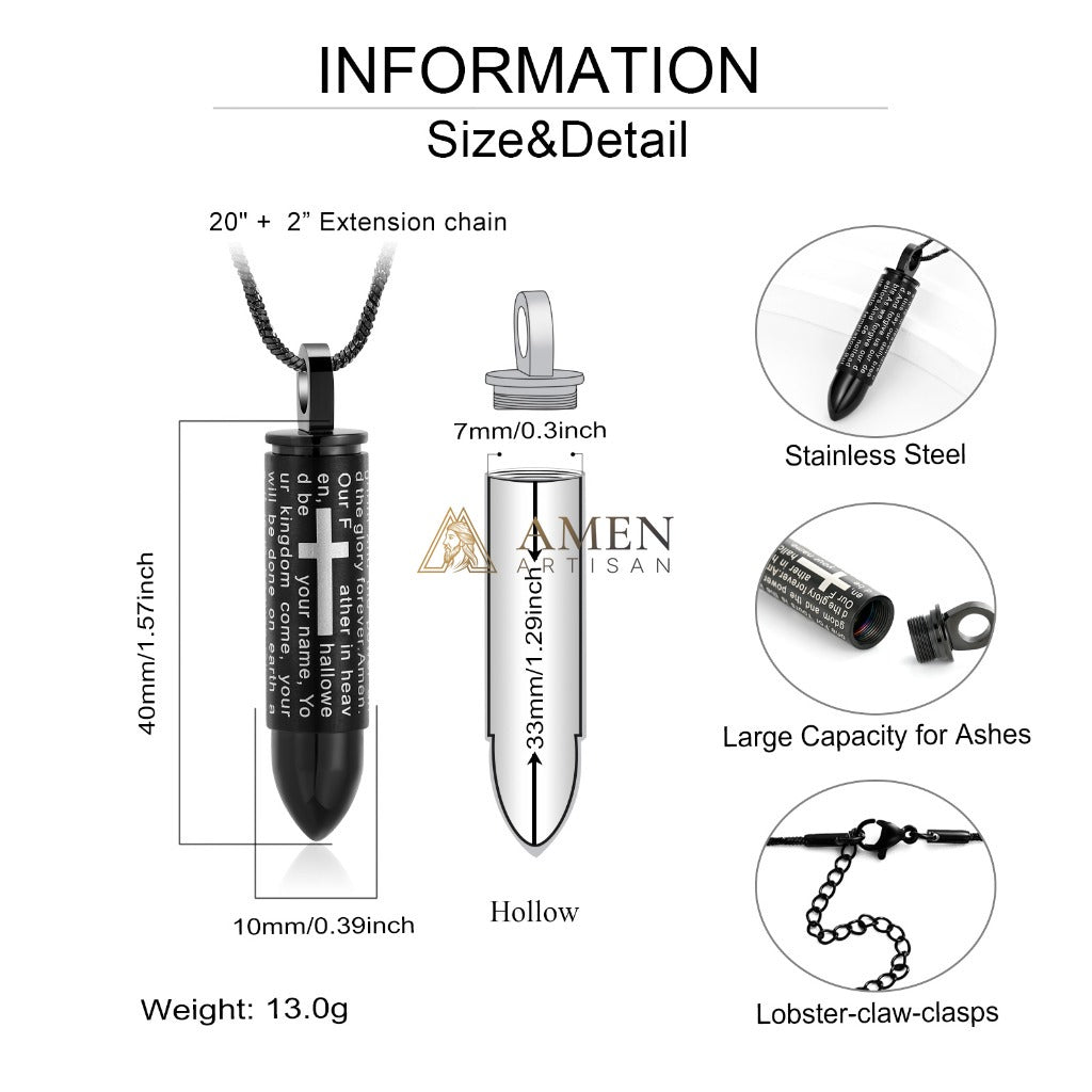 Cross Prayer Urn Pendant Necklace Amen Artisan