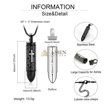 Cross Prayer Urn Pendant Necklace Amen Artisan