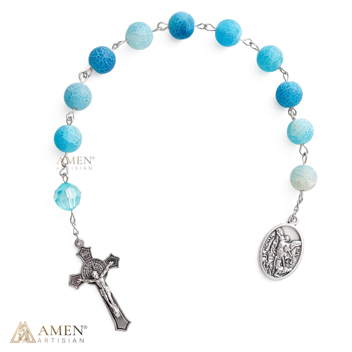 Miraculous Medal Natural Stone One-Decade Rosary
