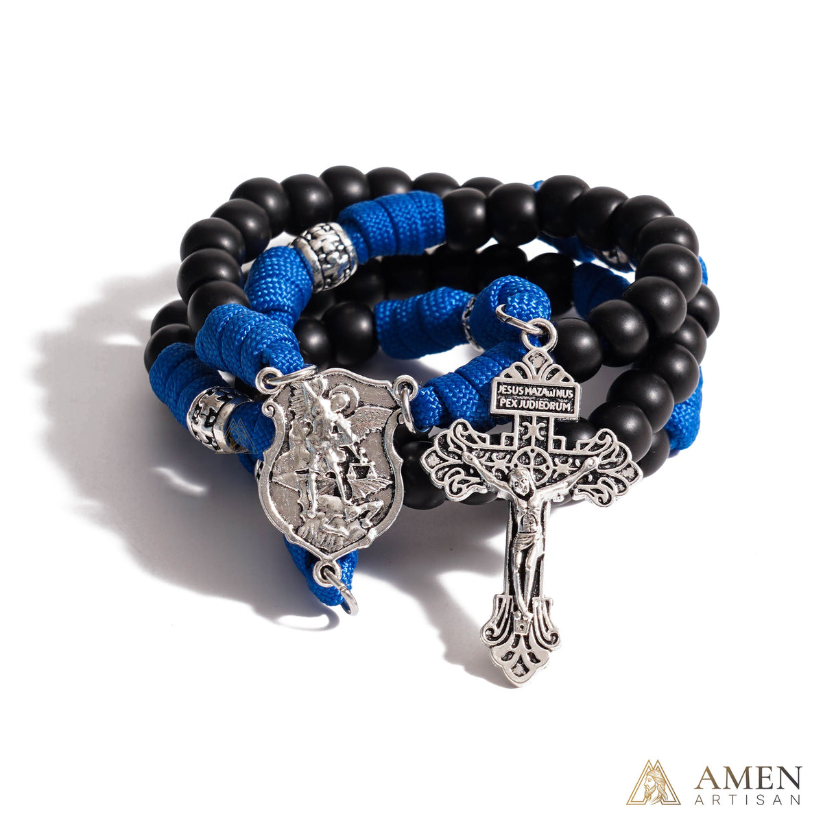 St. Michael Heavyweight Bronze Rosary: 48cm Hand-Braided Tactical Armor | Amen Artisan