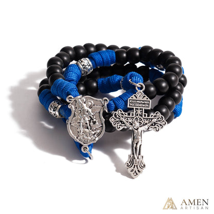 St. Michael Heavyweight Bronze Rosary: 48cm Hand-Braided Tactical Armor | Amen Artisan