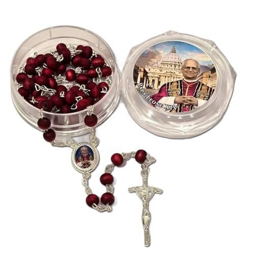 Amen Artisan Pope Leo XIV Red Rosewood Rosary