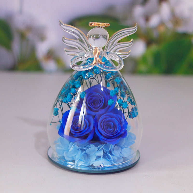 Little Angel Glass Dome with Preserved Rose Amen Artisan