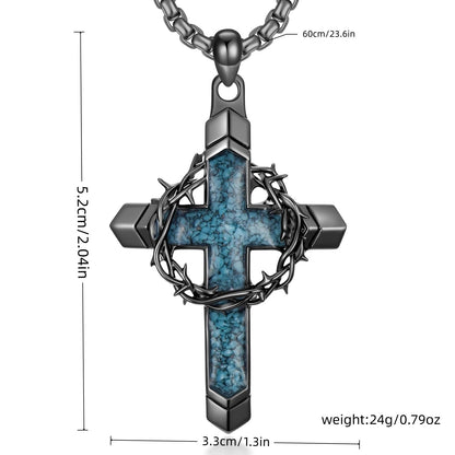 Thorn Blue Turquoise Cross Necklace Amen Artisan