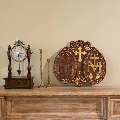 Miracle Medal Wood Carving