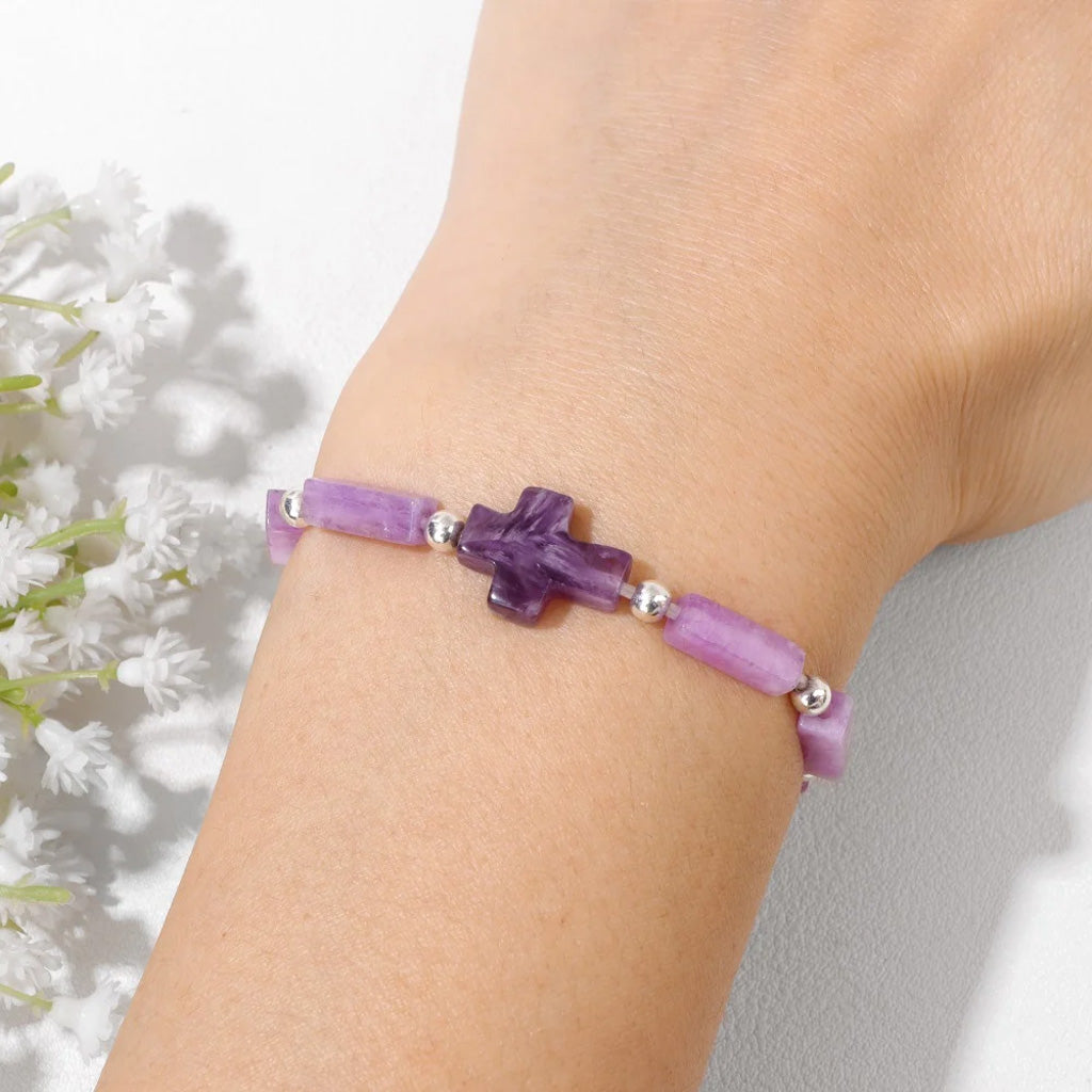 Natural Stone Cross Bracelet