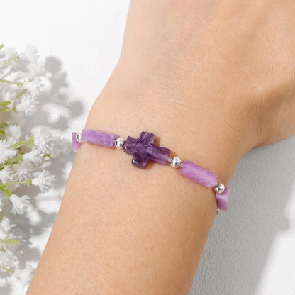 Natural Stone Cross Bracelet