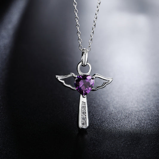 【DEAL TODAY】Sparkling Angel Heart Pendant Necklace
