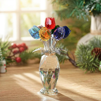 Crystal Colored Rose Figurine  Amen Artisan