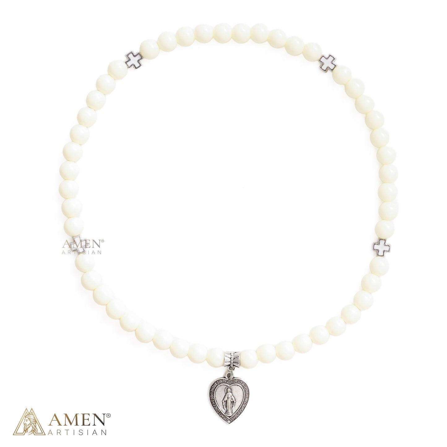 Convertible Miraculous Medal Beaded Bracelet & Necklace